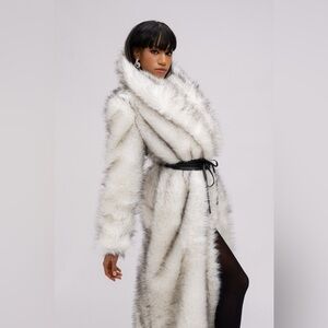 Faux fur long coat